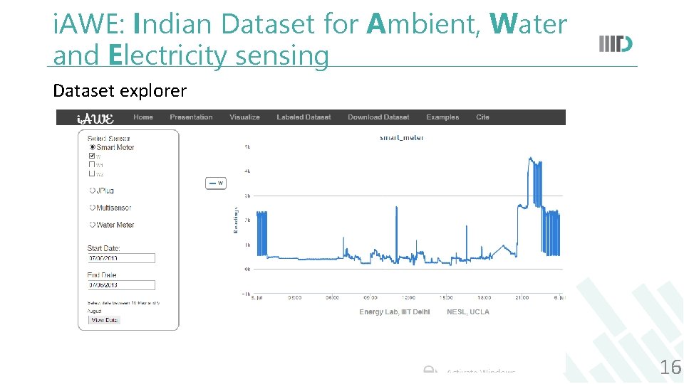 i. AWE: Indian Dataset for Ambient, Water and Electricity sensing Dataset explorer 16 