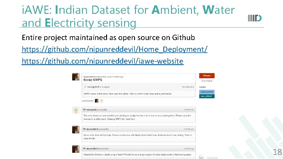 i. AWE: Indian Dataset for Ambient, Water and Electricity sensing Entire project maintained as