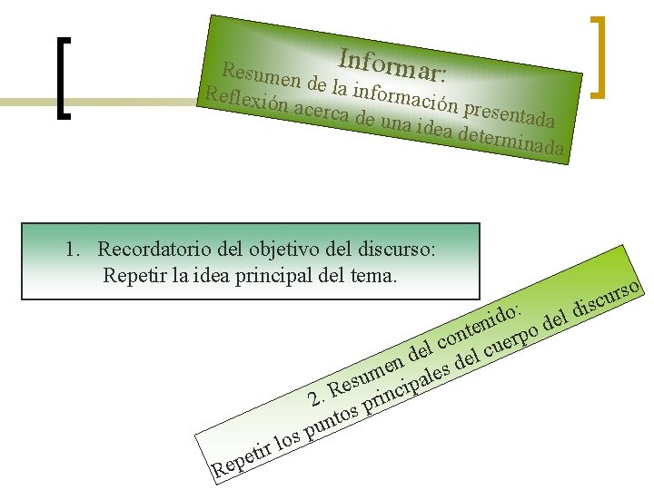 Informa Resume r: n de la in f Reflexió n acerca ormación presen tada