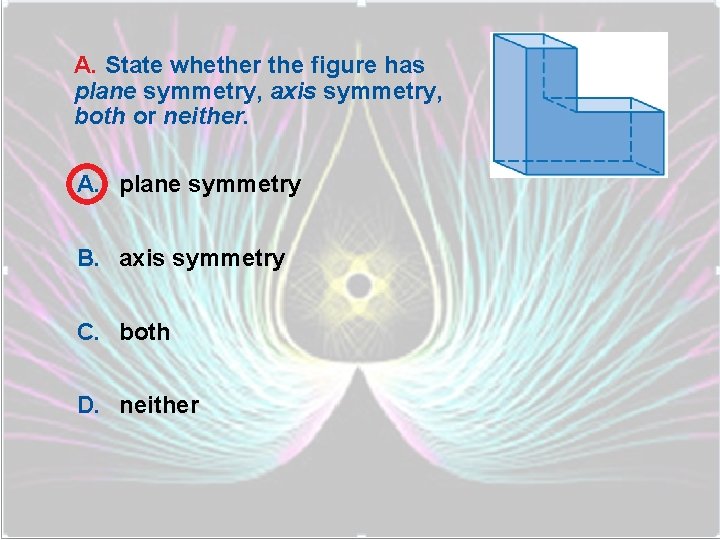 A. State whether the figure has plane symmetry, axis symmetry, both or neither. A.