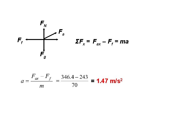 FN Fa Ff ΣFx = Fax – Ff = ma Fg = 1. 47