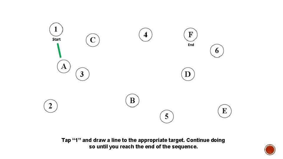 Tap “ 1” and draw a line to the appropriate target. Continue doing so