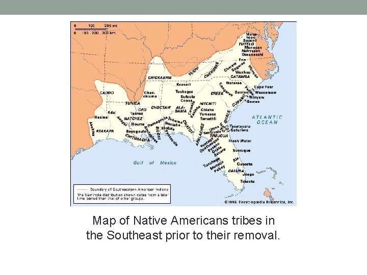 Map of Native Americans tribes in the Southeast prior to their removal. 