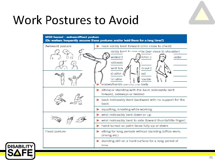 Work Postures to Avoid 45 
