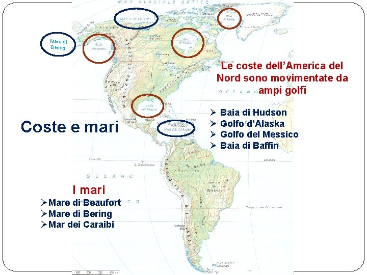 Mare di Bering Le coste dell’America del Nord sono movimentate da ampi golfi Coste
