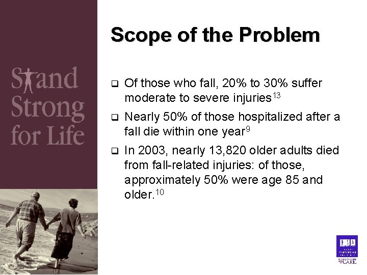 Scope of the Problem q Of those who fall, 20% to 30% suffer moderate Scope of the Problem q Of those who fall, 20% to 30% suffer moderate