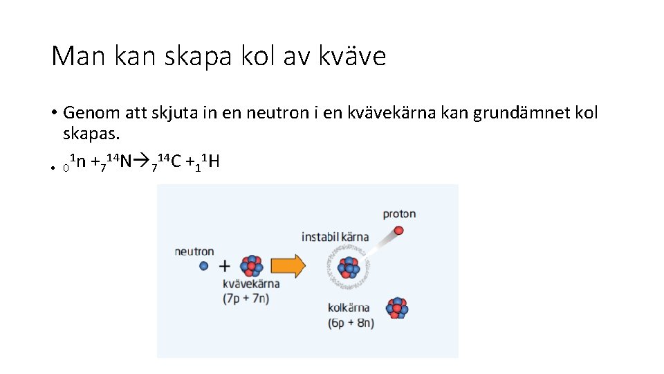 Man kan skapa kol av kväve • Genom att skjuta in en neutron i