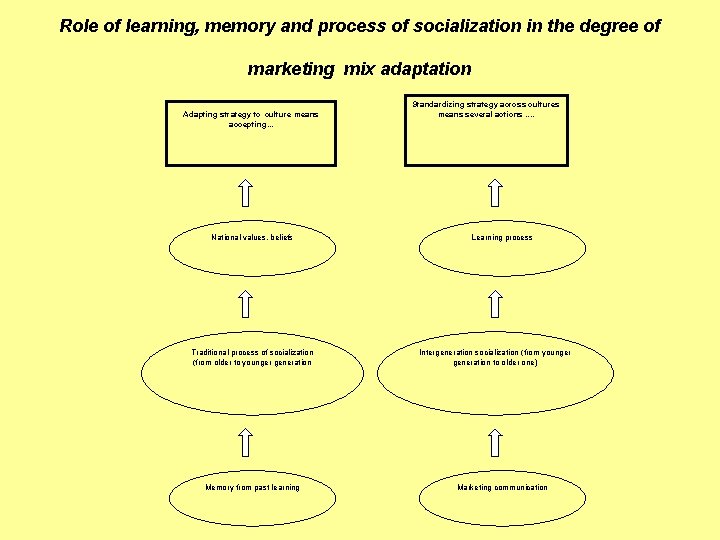 Role of learning, memory and process of socialization in the degree of marketing mix