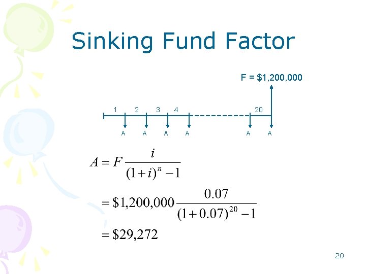 Sinking Fund Factor F = $1, 200, 000 1 2 A 3 A 4 Sinking Fund Factor F = $1, 200, 000 1 2 A 3 A 4
