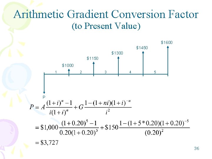 Arithmetic Gradient Conversion Factor (to Present Value) $1600 $1450 $1300 $1150 $1000 1 2 Arithmetic Gradient Conversion Factor (to Present Value) $1600 $1450 $1300 $1150 $1000 1 2