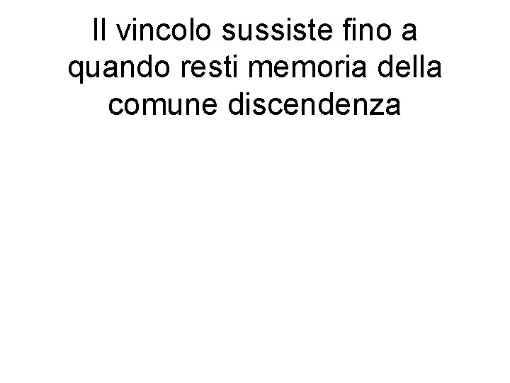 Il vincolo sussiste fino a quando resti memoria della comune discendenza 