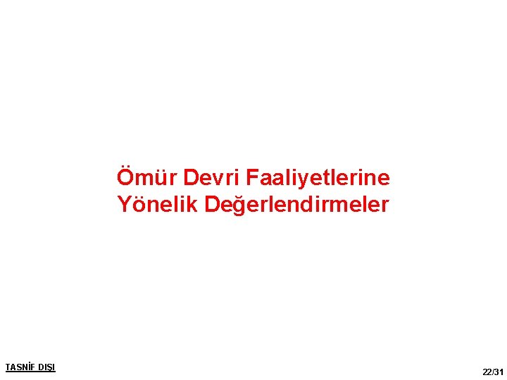 Ömür Devri Faaliyetlerine Yönelik Değerlendirmeler TASNİF DIŞI 22/31 