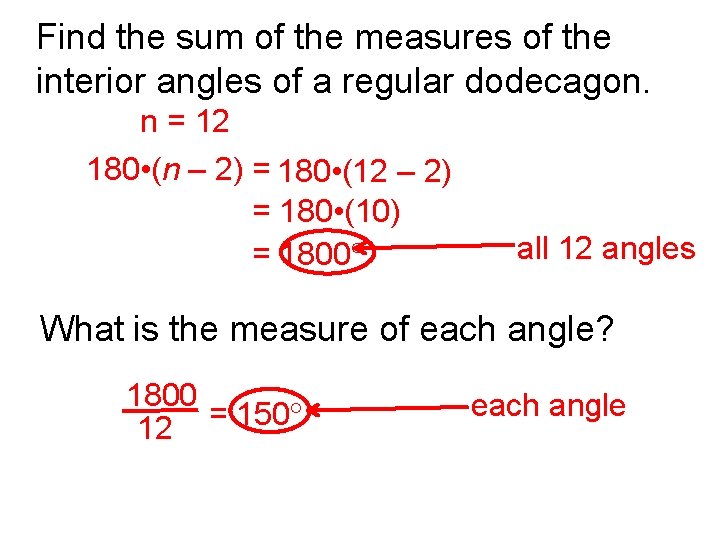 Find the sum of the measures of the interior angles of a regular dodecagon.