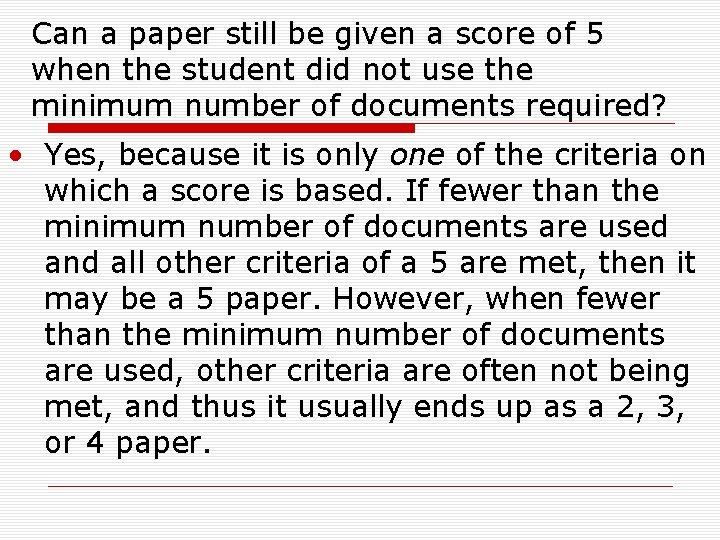 Can a paper still be given a score of 5 when the student did