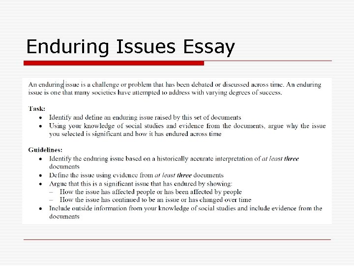 Enduring Issues Essay 