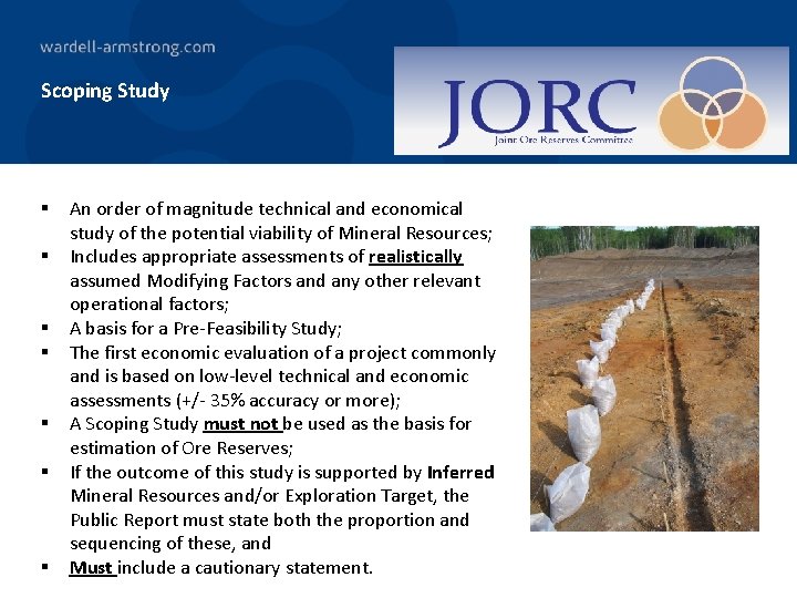 Scoping Study § § § § An order of magnitude technical and economical study