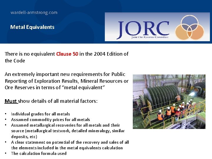 Metal Equivalents There is no equivalent Clause 50 in the 2004 Edition of the
