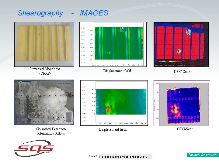 Shearography Impacted Monolithc (CFRP) Corrosion Detection Aluminium Alloys - IMAGES Displacement field Slide 8 Shearography Impacted Monolithc (CFRP) Corrosion Detection Aluminium Alloys - IMAGES Displacement field Slide 8