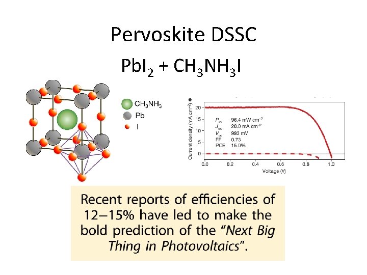 Pervoskite DSSC Pb. I 2 + CH 3 NH 3 I 