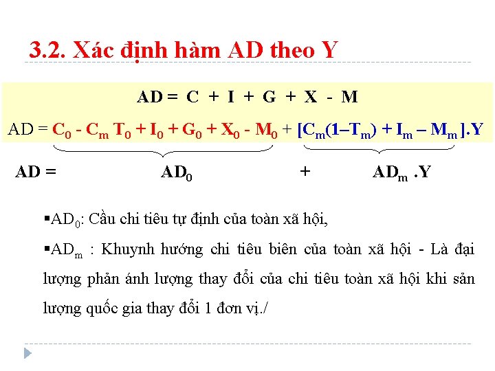 3. 2. Xác định hàm AD theo Y AD = C + I +