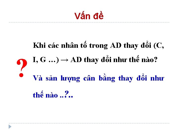 Vấn đề Khi các nhân tố trong AD thay đổi (C, ? I, G