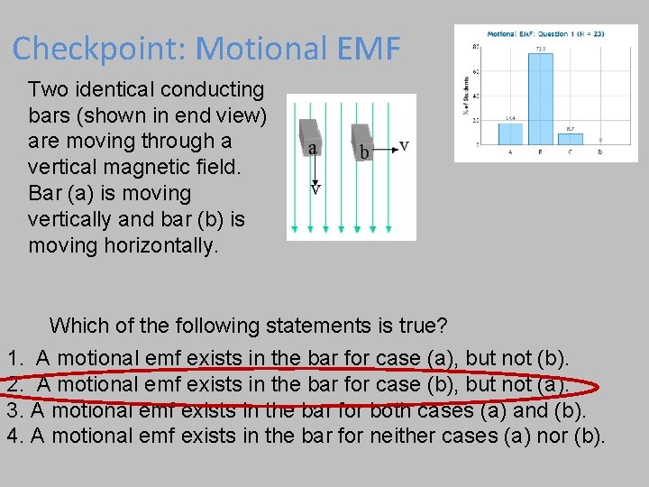 Checkpoint: Motional EMF Two identical conducting bars (shown in end view) are moving through