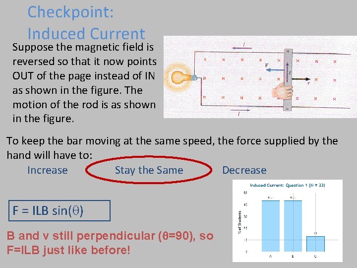 Checkpoint: Induced Current Suppose the magnetic field is reversed so that it now points