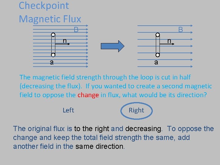 Checkpoint Magnetic Flux B B n n a a The magnetic field strength through