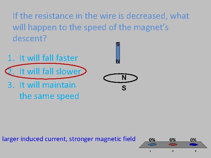 If the resistance in the wire is decreased, what will happen to the speed