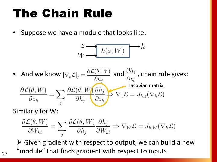 The Chain Rule • Suppose we have a module that looks like: • And