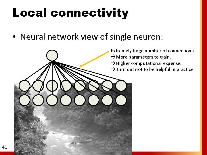 Local connectivity • Neural network view of single neuron: Extremely large number of connections.