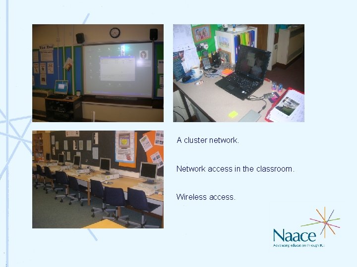 A cluster network. Network access in the classroom. Wireless access. A cluster network. Network access in the classroom. Wireless access.