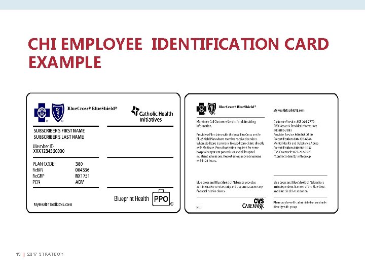CHI EMPLOYEE IDENTIFICATION CARD EXAMPLE 13 | 2017 STRATEGY 