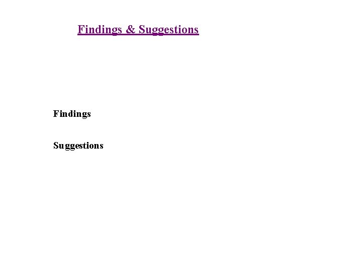 Findings & Suggestions Findings Suggestions Findings & Suggestions Findings Suggestions
