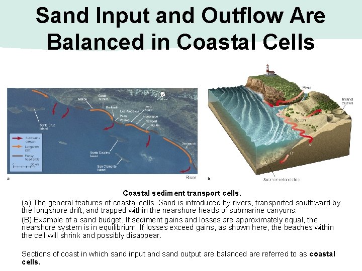 Sand Input and Outflow Are Balanced in Coastal Cells Coastal sediment transport cells. (a)