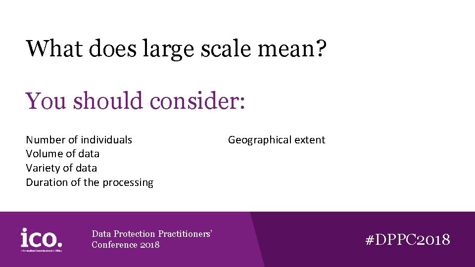 What does large scale mean? You should consider: Number of individuals Volume of data What does large scale mean? You should consider: Number of individuals Volume of data