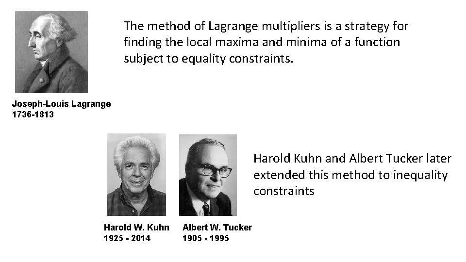 The method of Lagrange multipliers is a strategy for finding the local maxima and