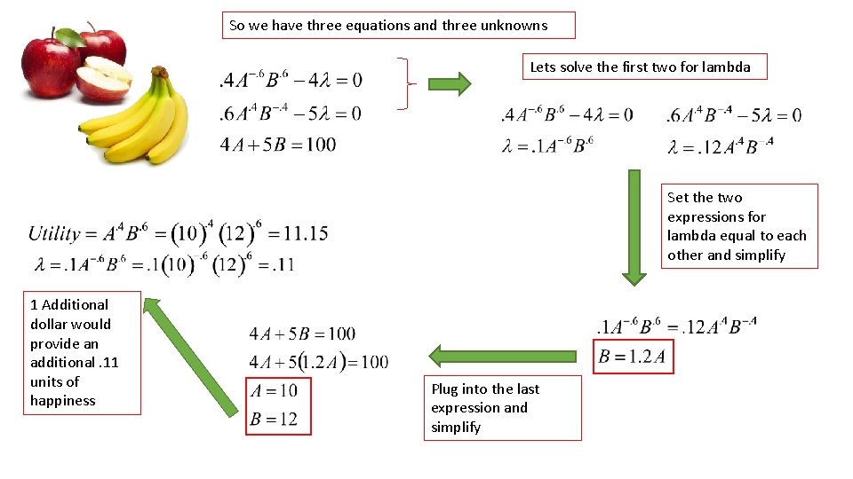 So we have three equations and three unknowns Lets solve the first two for