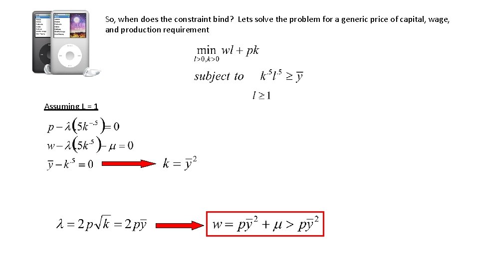 So, when does the constraint bind? Lets solve the problem for a generic price