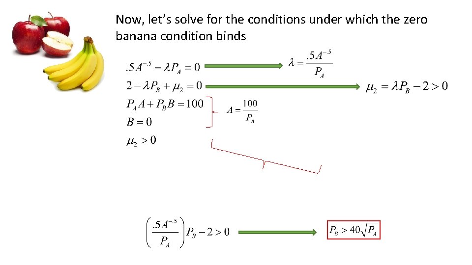 Now, let’s solve for the conditions under which the zero banana condition binds 