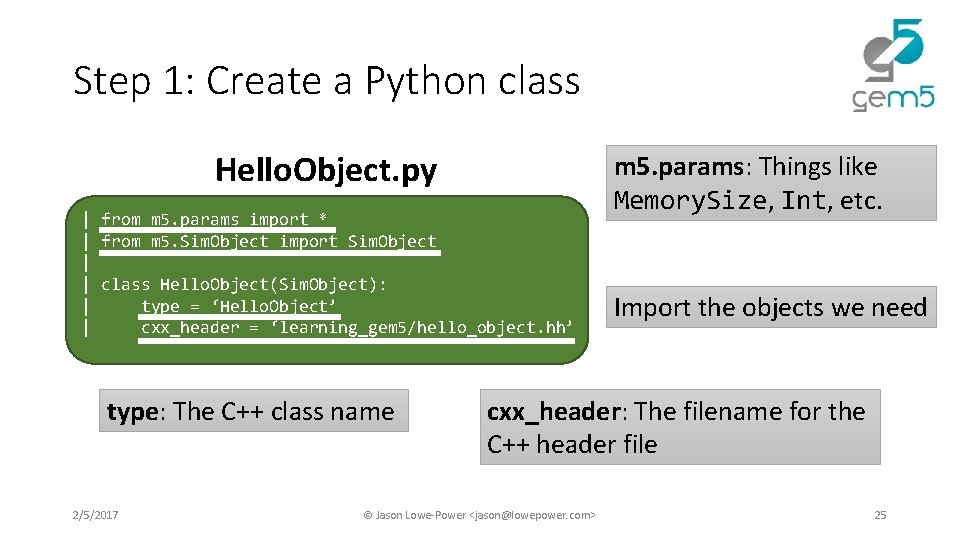 Step 1: Create a Python class Hello. Object. py | from m 5. params Step 1: Create a Python class Hello. Object. py | from m 5. params