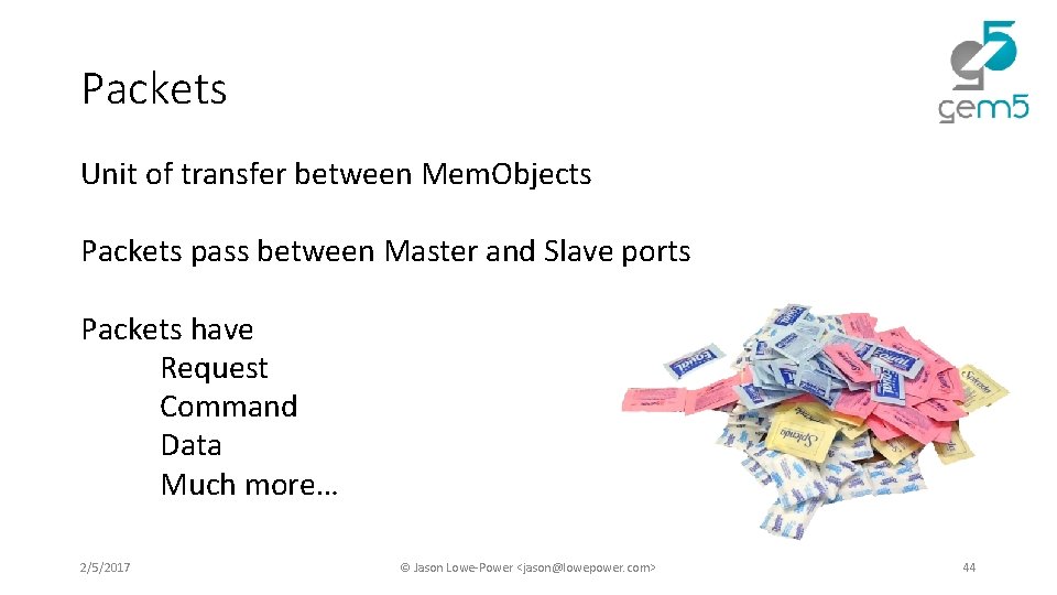 Packets Unit of transfer between Mem. Objects Packets pass between Master and Slave ports Packets Unit of transfer between Mem. Objects Packets pass between Master and Slave ports