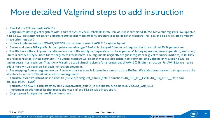 More detailed Valgrind steps to add instruction - Check if the CPU supports AVX‐