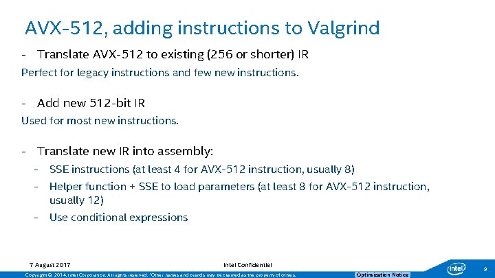 AVX-512, adding instructions to Valgrind - Translate AVX-512 to existing (256 or shorter) IR