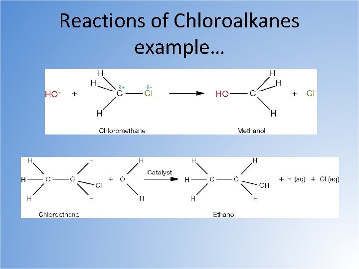 Reactions of Chloroalkanes example… 