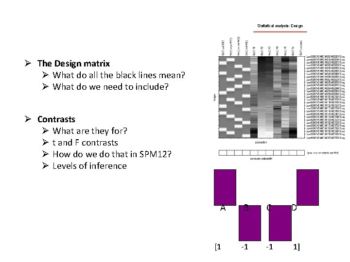 Outline Ø The Design matrix Ø What do all the black lines mean? Ø