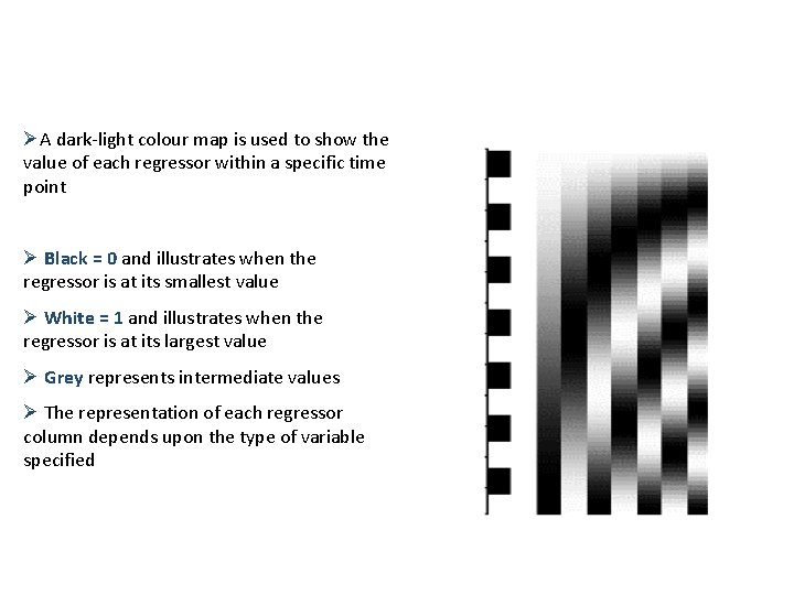 Regressors ØA dark-light colour map is used to show the value of each regressor