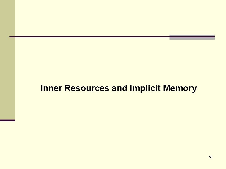 Inner Resources and Implicit Memory 58 