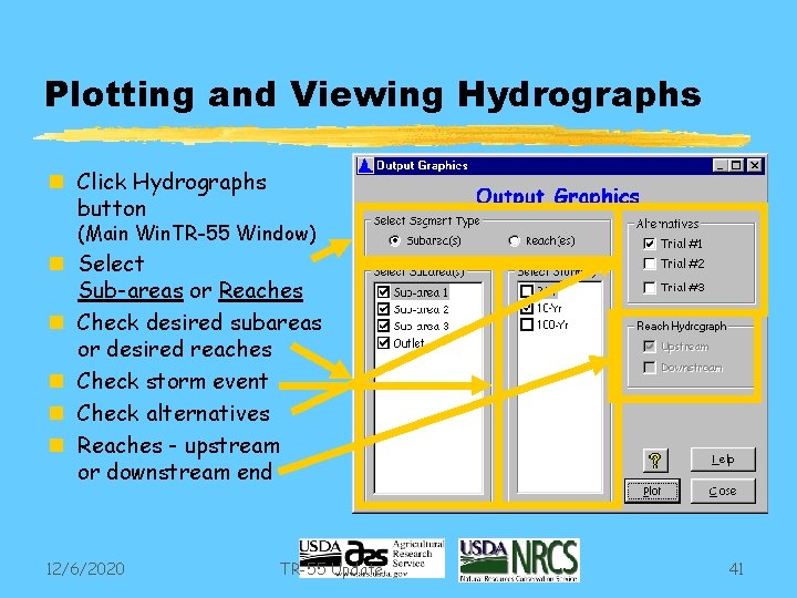 Plotting and Viewing Hydrographs n Click Hydrographs button (Main Win. TR-55 Window) n Select