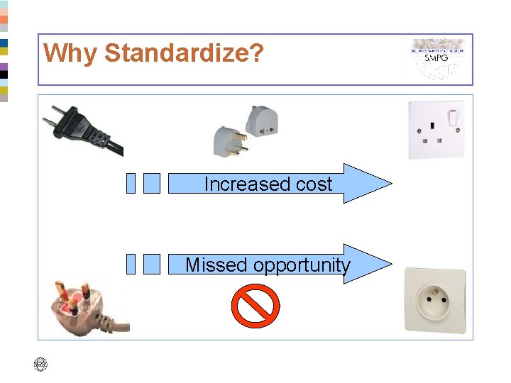 Why Standardize? Increased cost Missed opportunity 